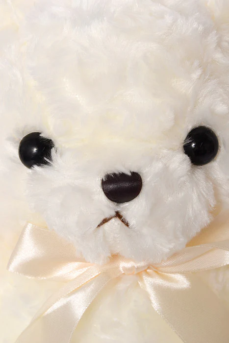 12" Teddy Bear With Bow White - Image 2