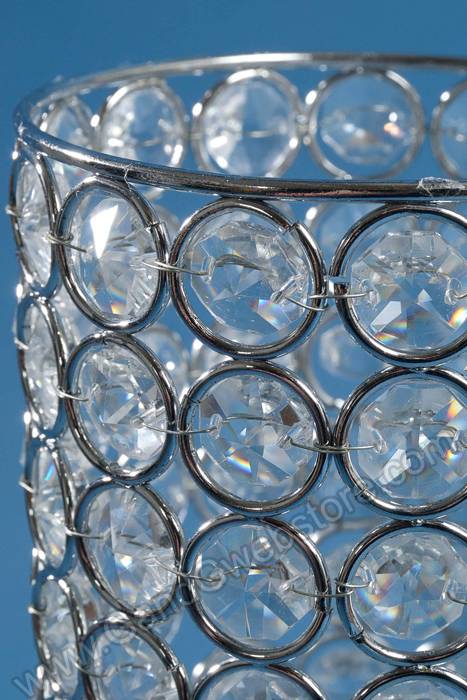 12" X 4" Crystal Bead Candle Holder Silver/clear - Image 2