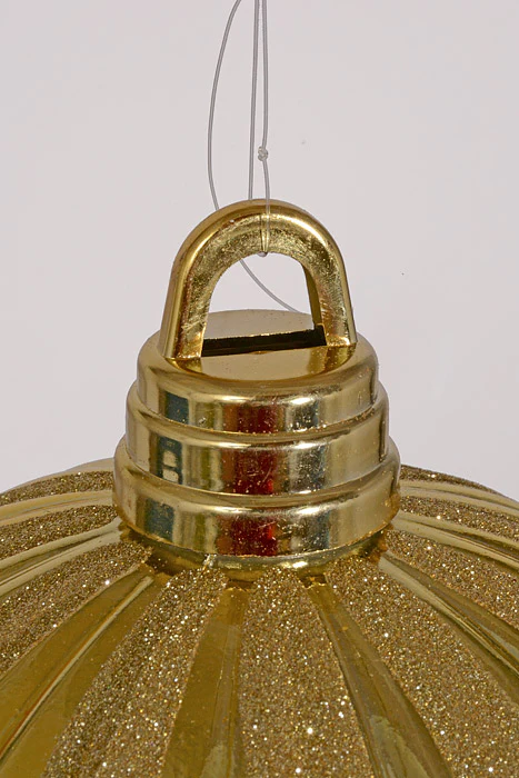 12" Xmas Ornament Ball Gold - Image 2