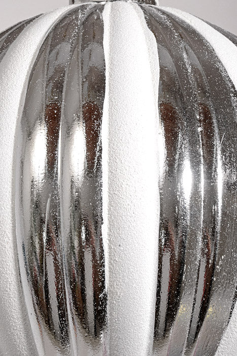 12" Xmas Ornament Ball Silver/White - Image 2