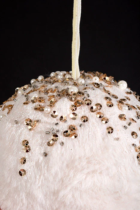 120Mm Fur Ball Ornament Cream/Champagne - Image 2