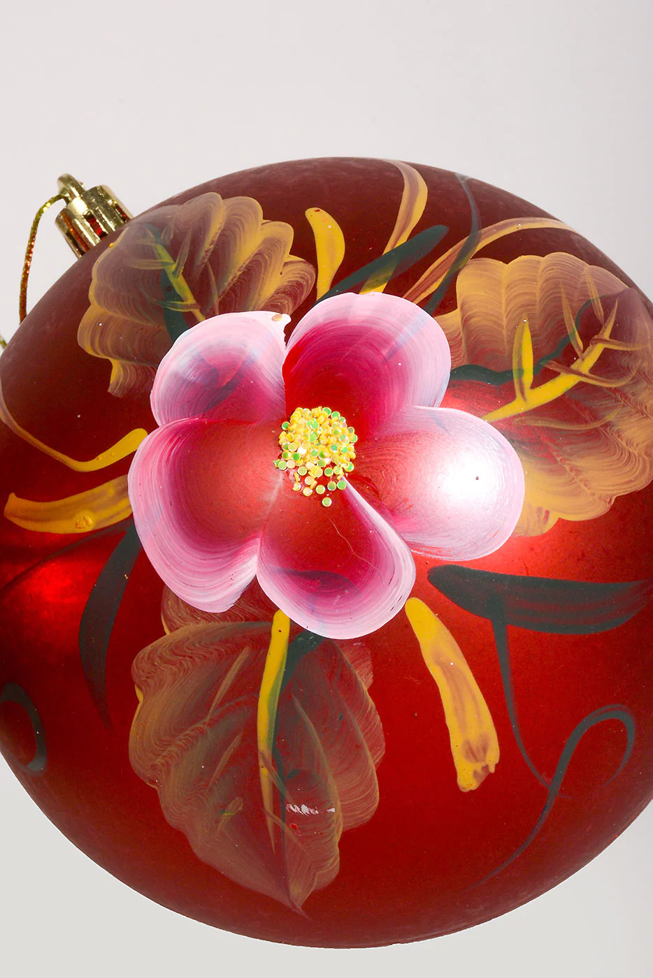120Mm Plastic Ornament W/Flower Shiny/Matte Red Box-2 - Image 2