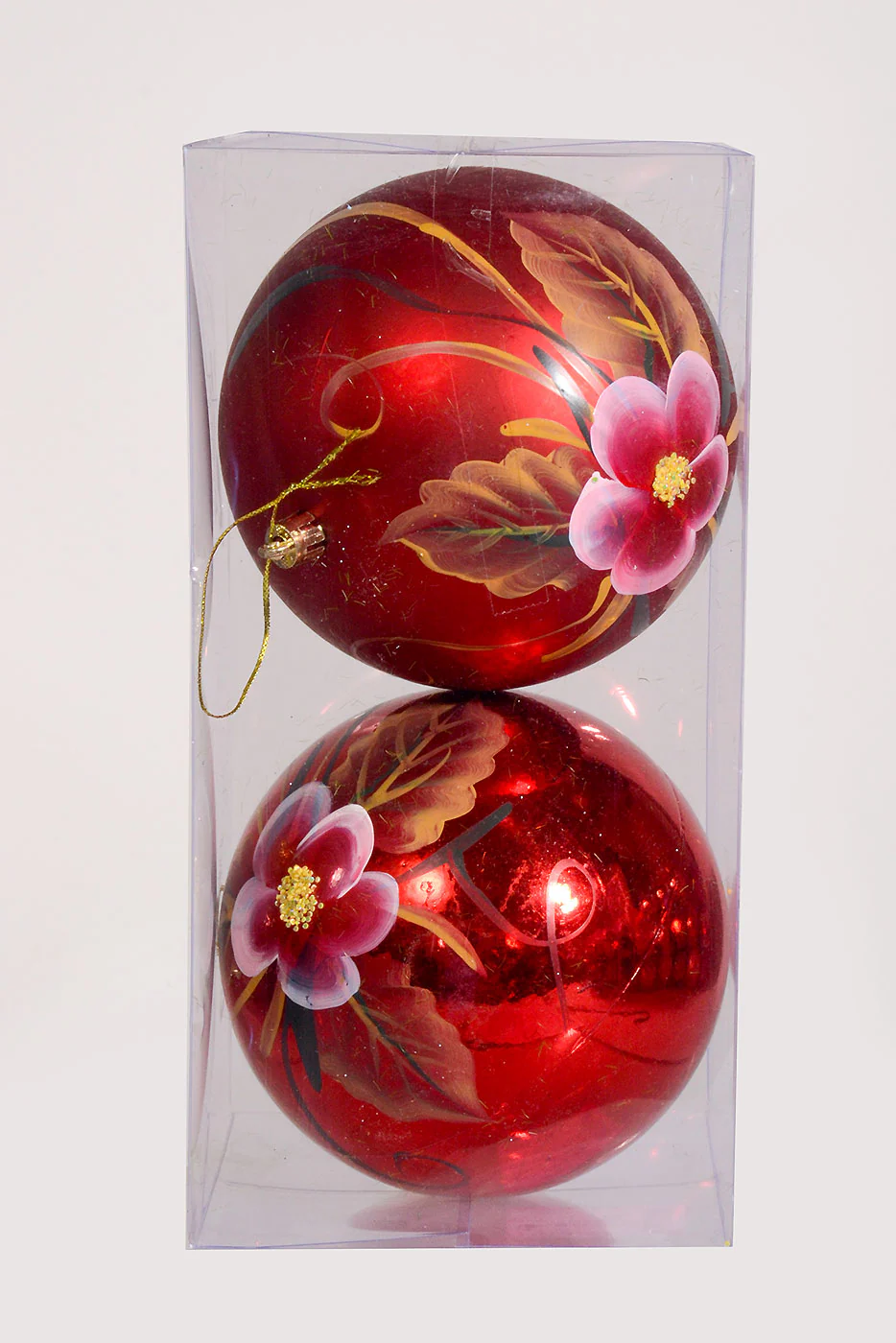 120Mm Plastic Ornament W/Flower Shiny/Matte Red Box-2 - Image 3