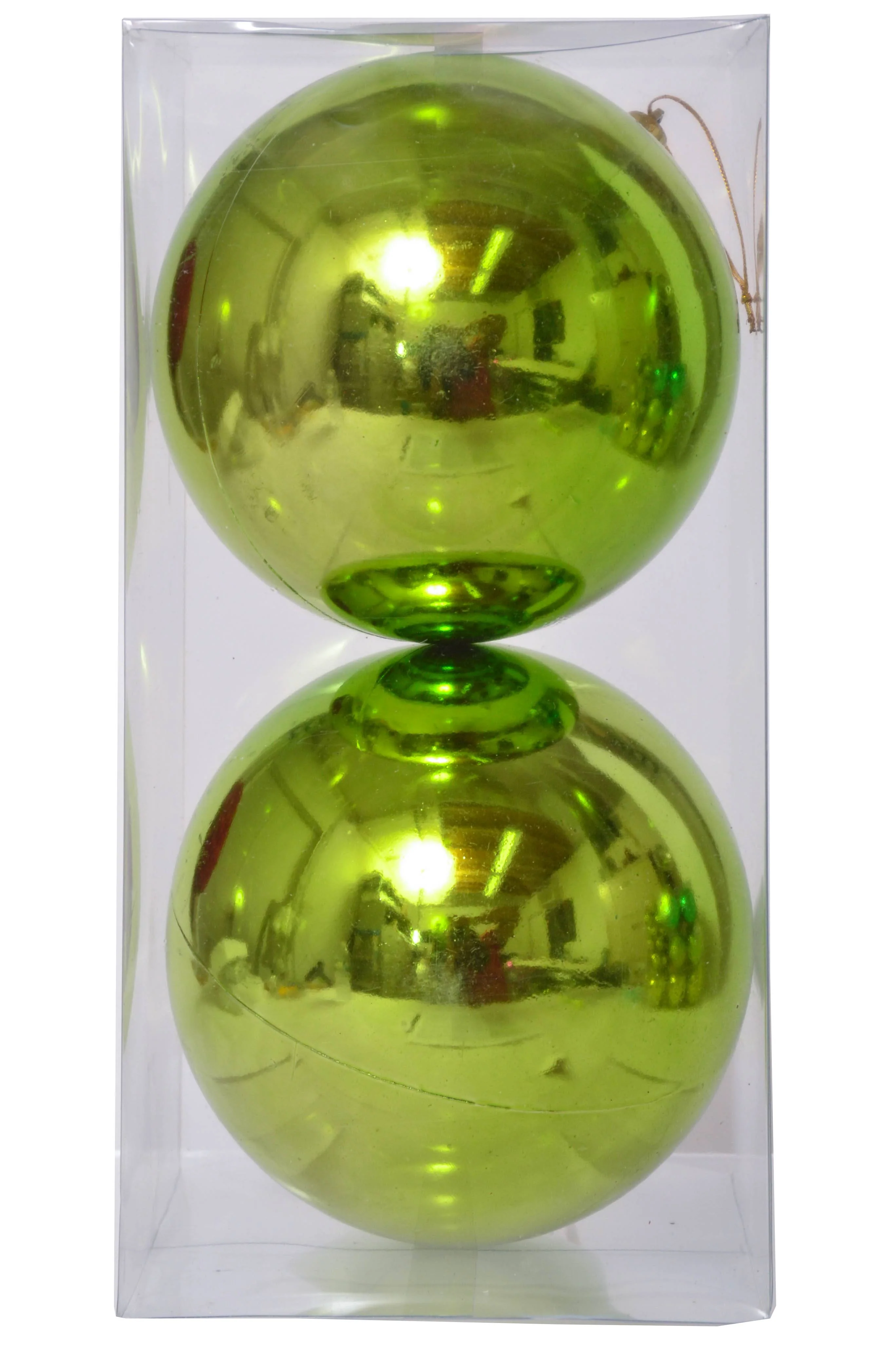 120mm Shiny Plastic Ball Apple Green Pkg/2 - Image 2