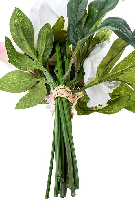 13.5" Silk Peony Bouquet Cream/pink - Image 3