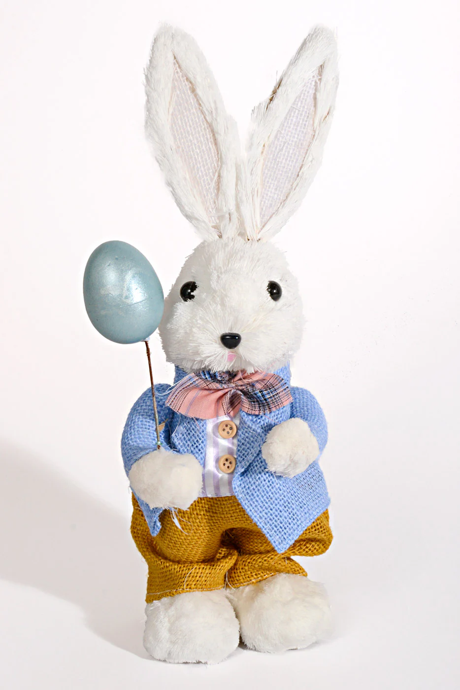 13.5'' Straw Rabbit White/Blue/Mustard Set/2 - Image 5