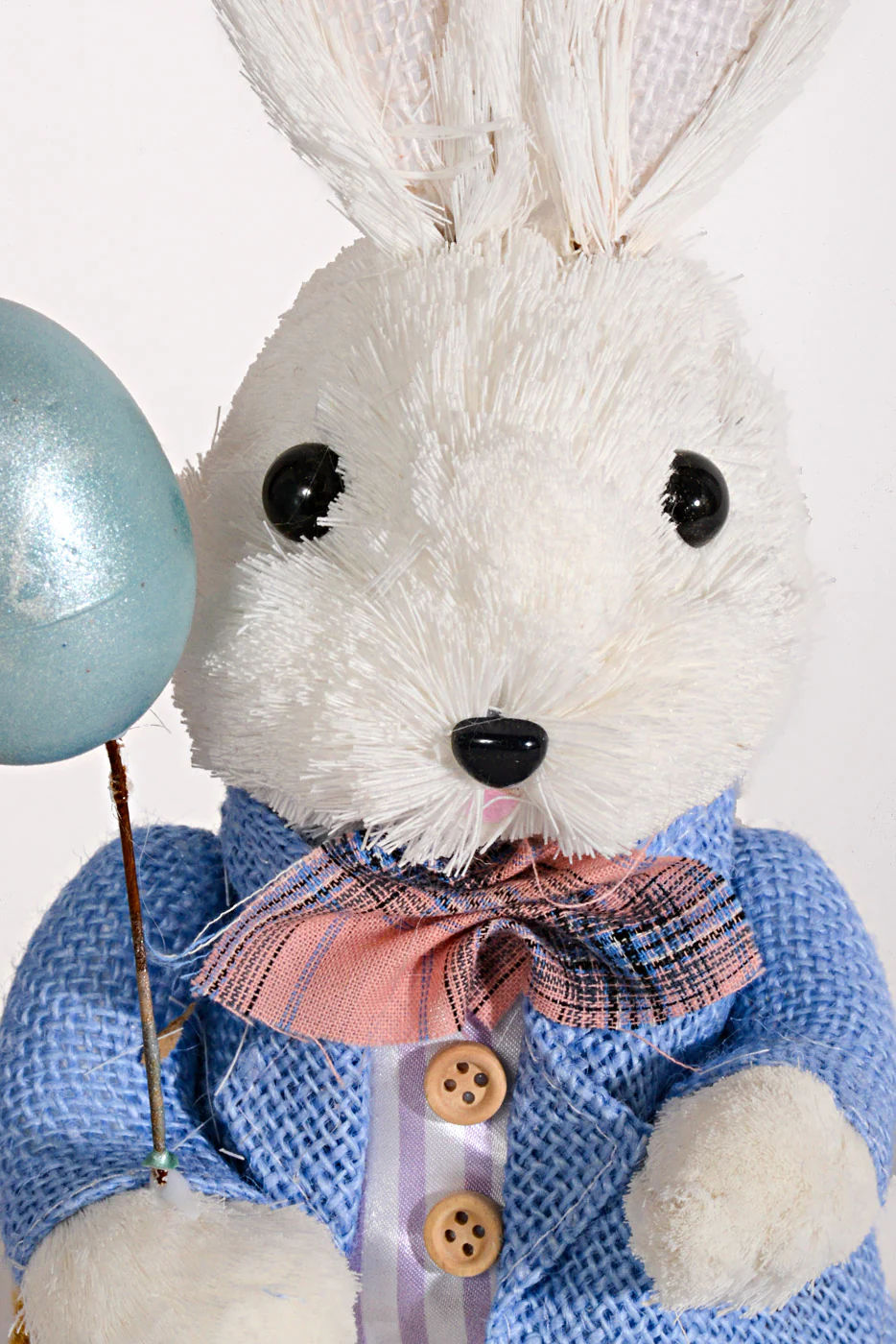 13.5'' Straw Rabbit White/Blue/Mustard Set/2 - Image 6