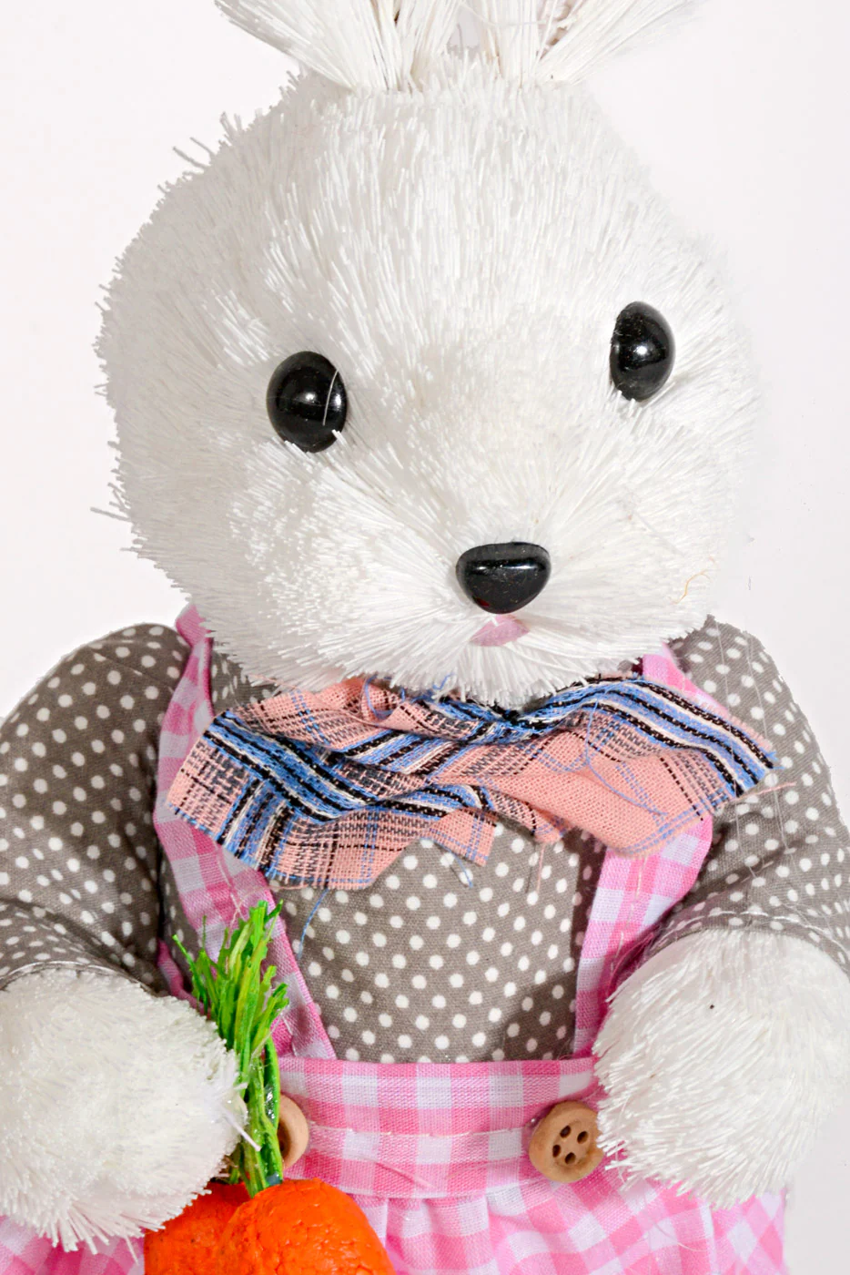 13.5'' Straw Rabbit White/Blue/Pink Set/2 - Image 3