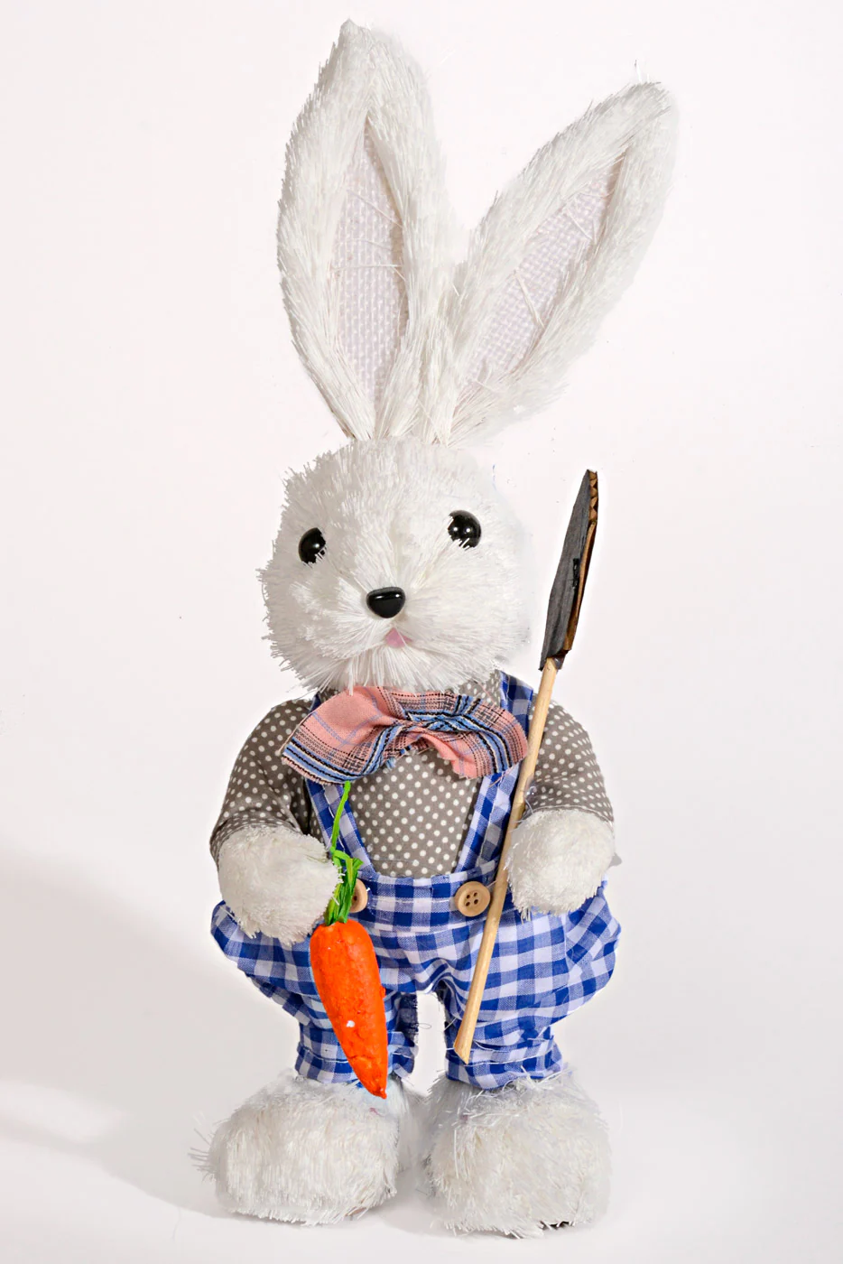 13.5'' Straw Rabbit White/Blue/Pink Set/2 - Image 4
