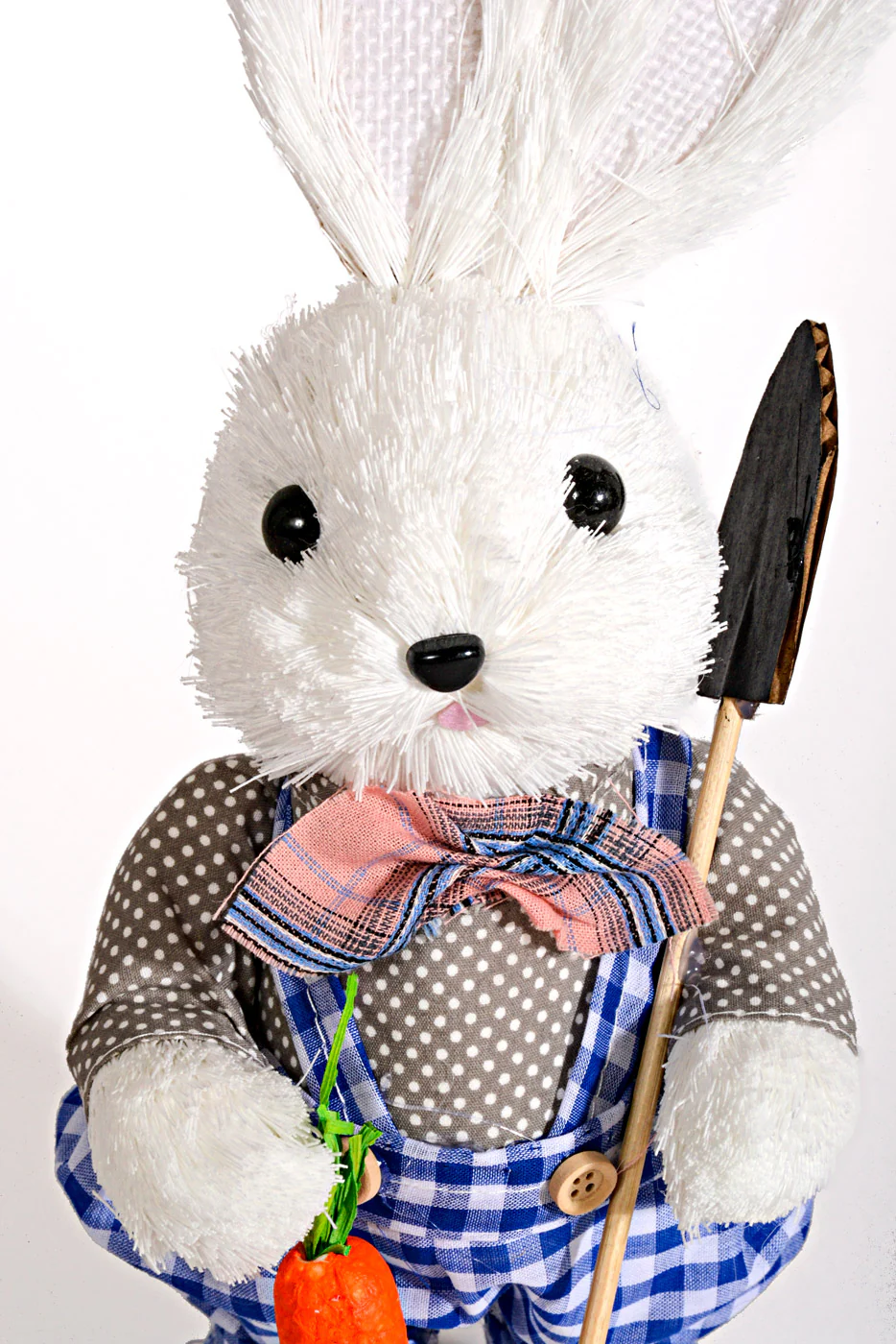 13.5'' Straw Rabbit White/Blue/Pink Set/2 - Image 5
