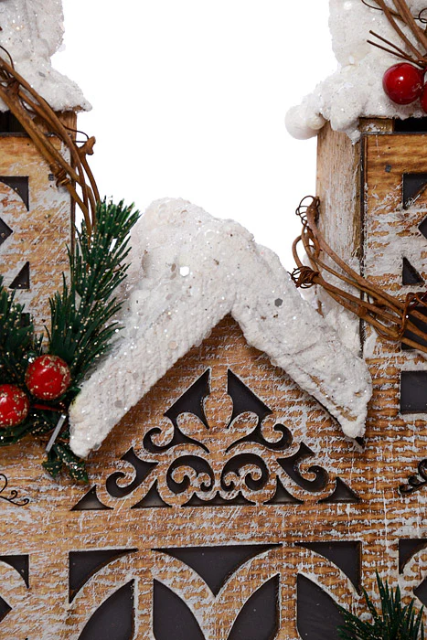 13" Wooden House With Light White - Image 2