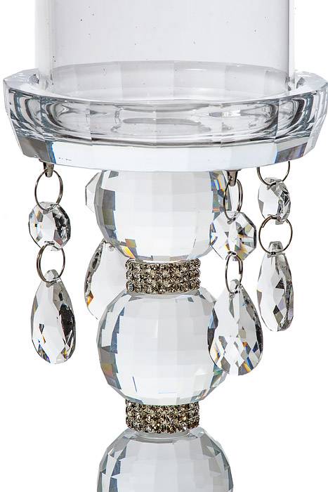 14.5"   Candle Holder W/rhinestone/beads Clear - Image 2