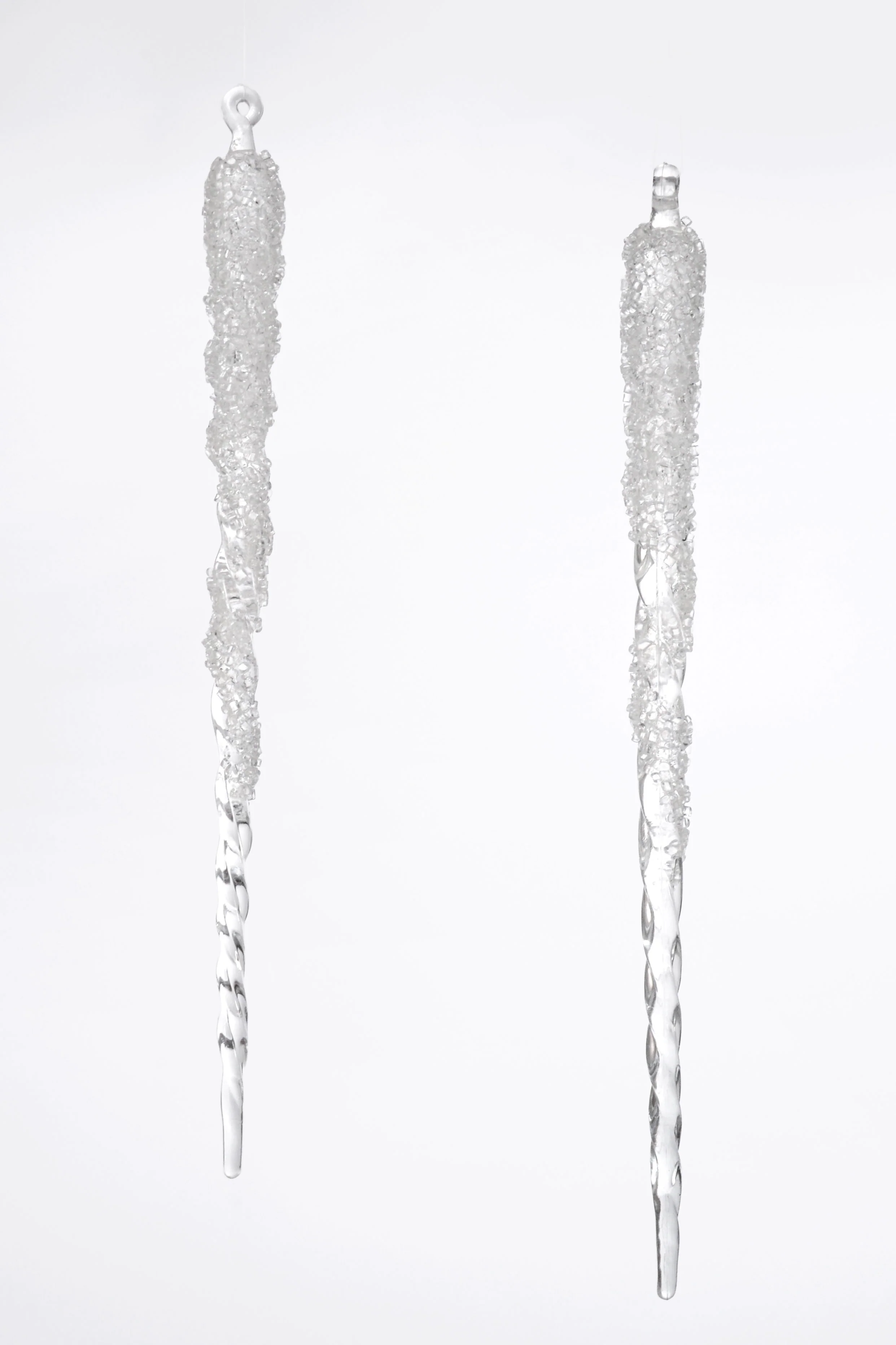 14.5" Icicles With Bead Clear Pkg2