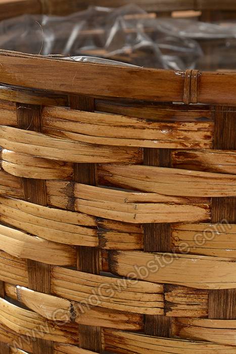 14.5" X 15.5" Bamboo & Rattan Stained Planter - Image 2