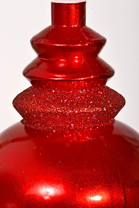 14" Finial W/Laser & Glitter Ornament Red - Image 2