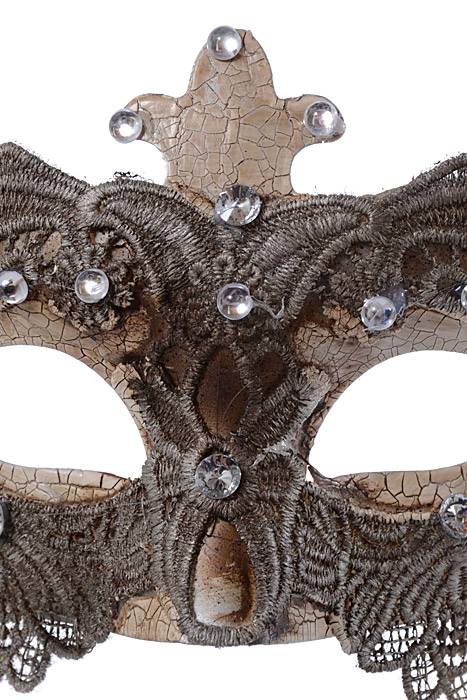 14" Mask W/lace/rhinestones/stick Gray - Image 2