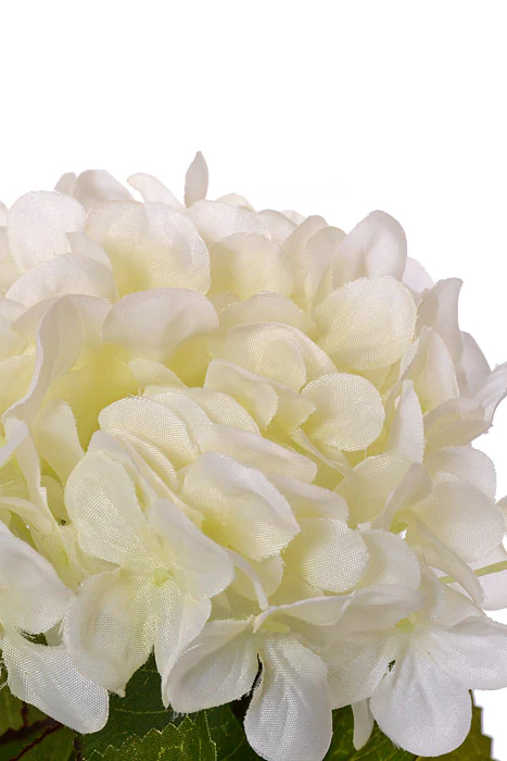 14" Silk Hydrangea Bush Cream - Image 2