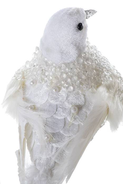14" Velvet/Pearl Feather Bird W/ Clip - Image 2