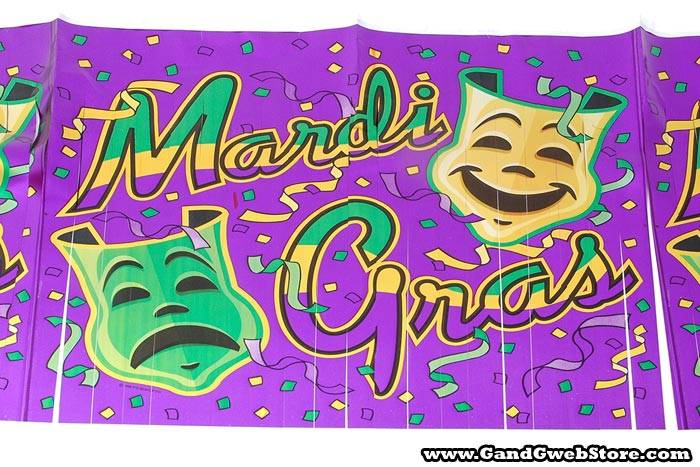14" X 4' Mardi Gras Metallic Fringe Banner - Image 2