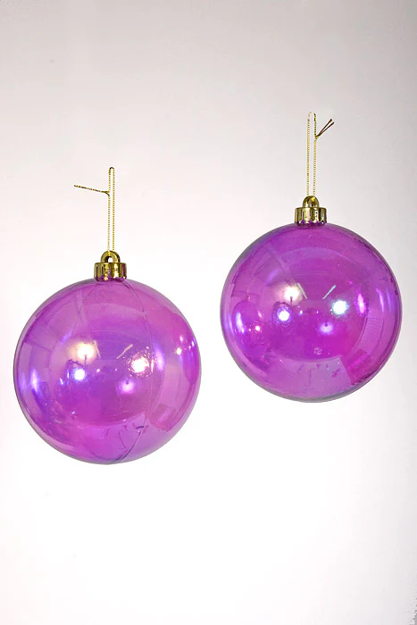 140Mm Clear Ball Ornament Purple/Iridescent Pkg/2 - Image 3