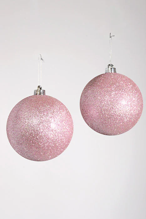 140Mm Glitter Ball Ornament Blush Pkg/2 - Image 3