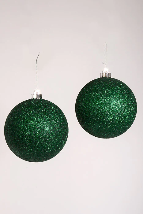 140Mm Glitter Ball Ornament Spruce Pkg/2 - Image 3