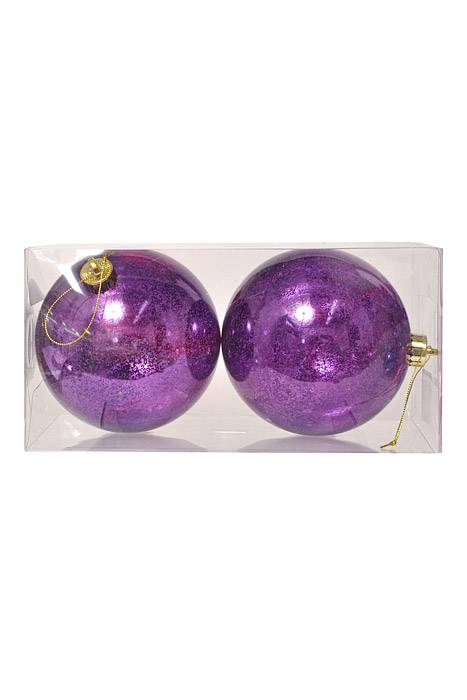 140mm Plastic Mercury Ball Ornament Plum Pkg/2 - Image 2