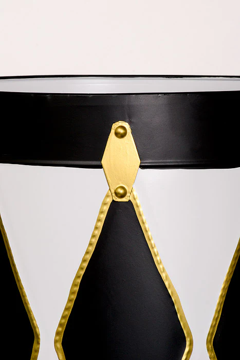 15.25"/17.75"/20.25" Metal Drum White/Black/Gold Set/3 - Image 2