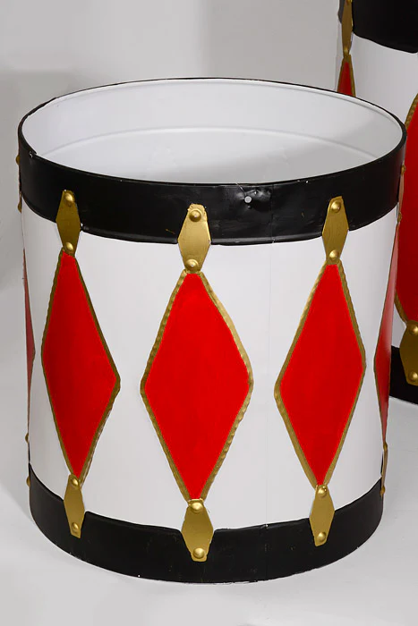 15.25"/17.75"/20.25" Metal Drum White/Red/Gold Set/3 - Image 2