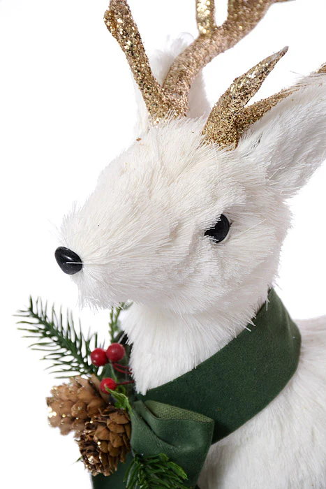 15" Reindeer With Pine Necklace White - Image 2