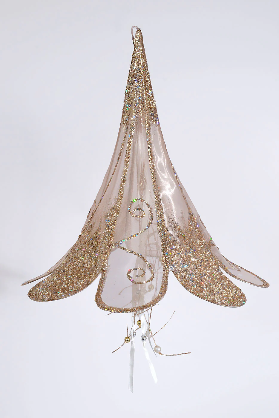 15" Sheer/Bead Glitter Morning Glory Champagne