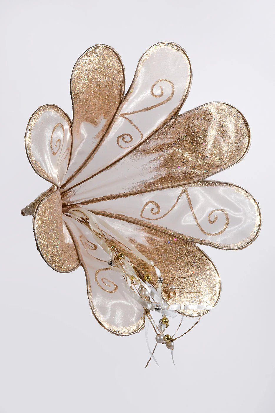 15" Sheer/Bead Glitter Morning Glory Champagne - Image 2