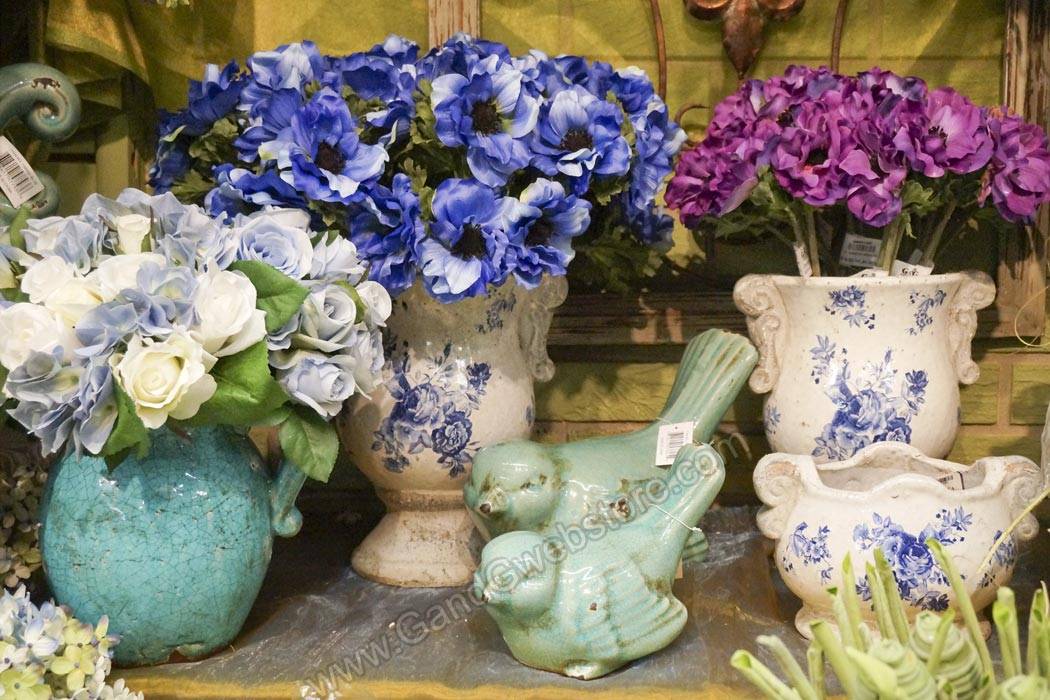 15" Silk Anemone Spray Blue Pkg/3 - Image 3