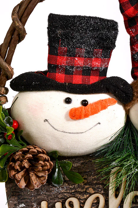 15" Welcome Snowman Wreath Brown/Red/White - Image 2