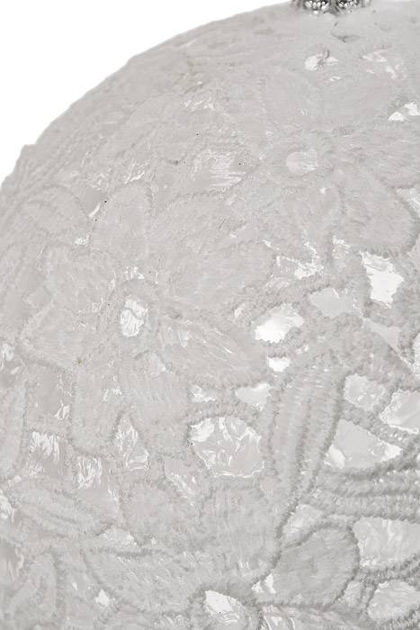 150mm Ball Ornament Clear With Transparent Ball Bag White Lace Flowers - Image 2