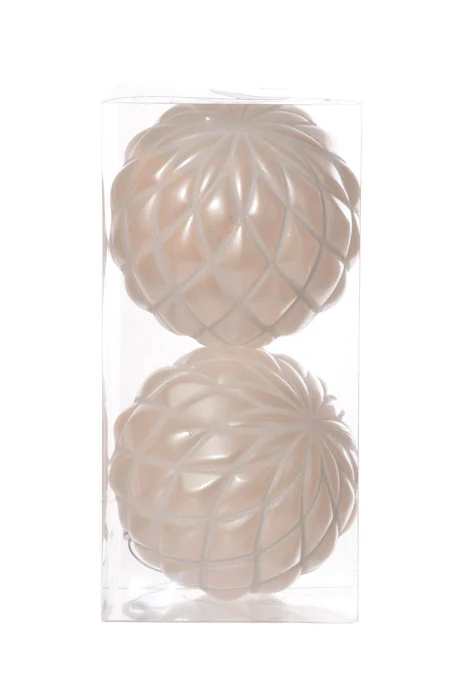 150Mm Design Ball With Glitter Ornament (White) Pkg/2 - Image 2