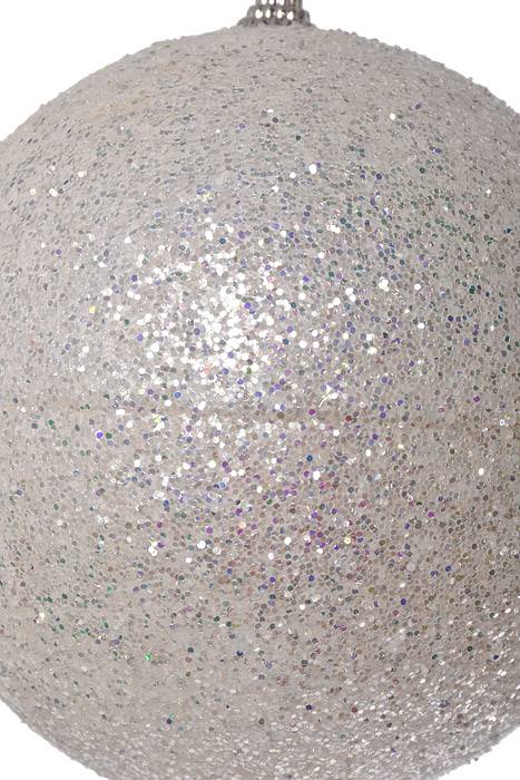 150mm Glitter Ball Ornament White - Image 2