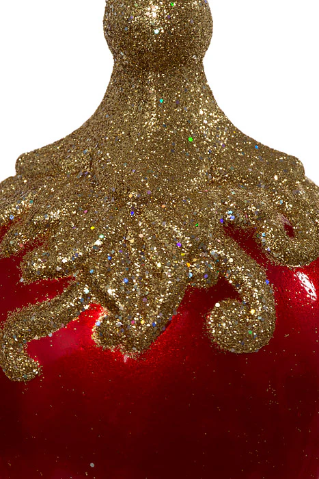 150mm Leaf Ball W/glitter Red/gold - Image 2