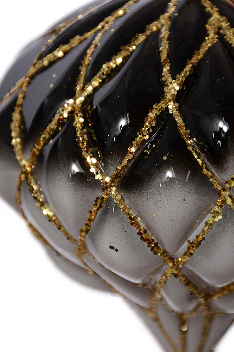 150Mm Net Onion Ornament Ball Black/White/Gold - Image 2