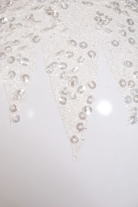 150Mm Plastic Ball with Beads Ornament White Pkg/2 - Image 2