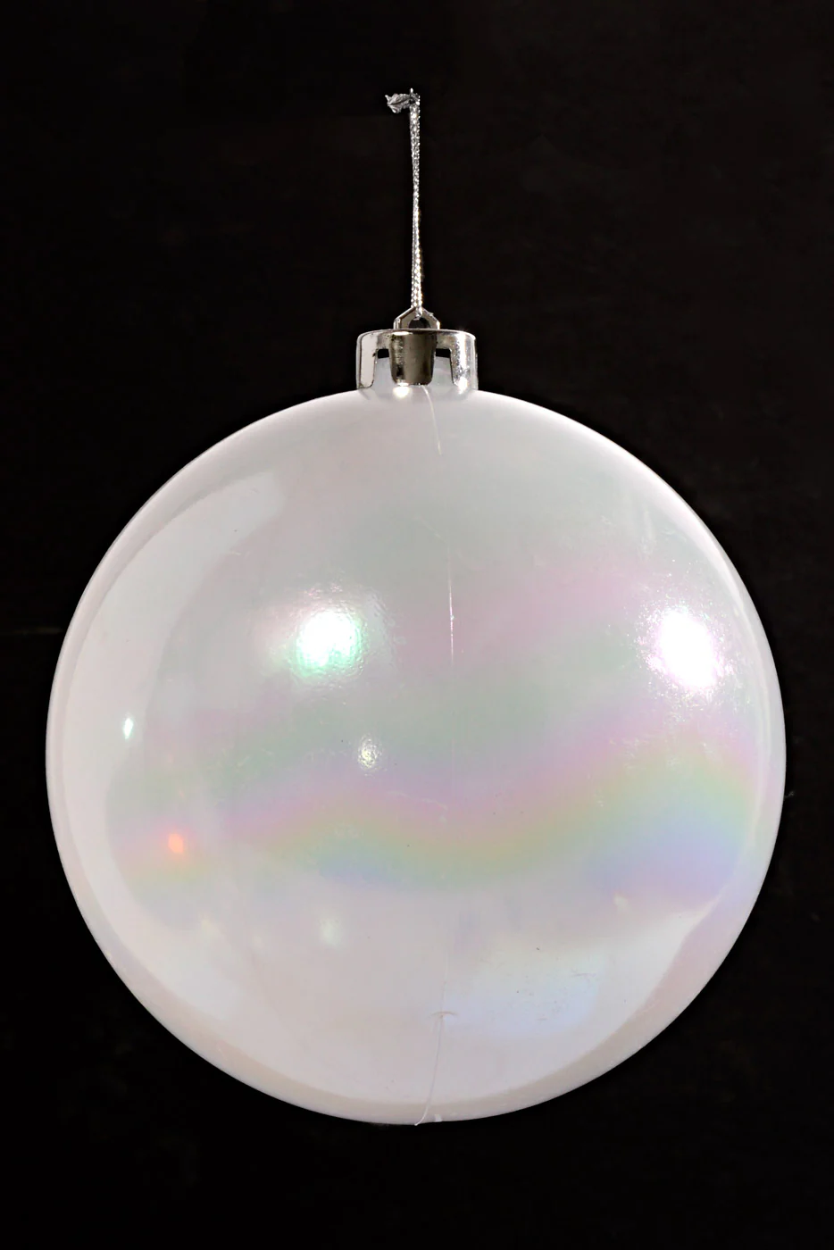 150MM Plastic Iridescent Ball Ornament White