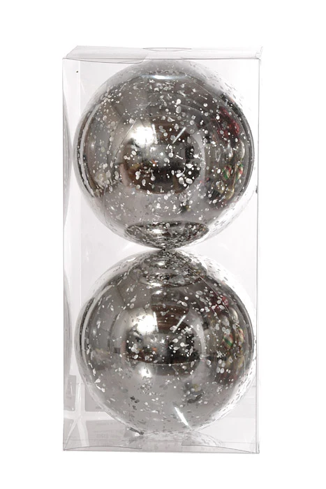 150Mm Shiny Ball Mercury Ornament (Silver) Pkg/2 - Image 2