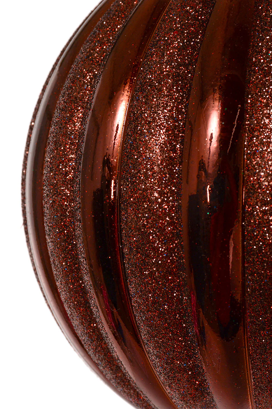 150Mm Shiny Pumpkin Ball With Glitter Ornament Choco - Image 2