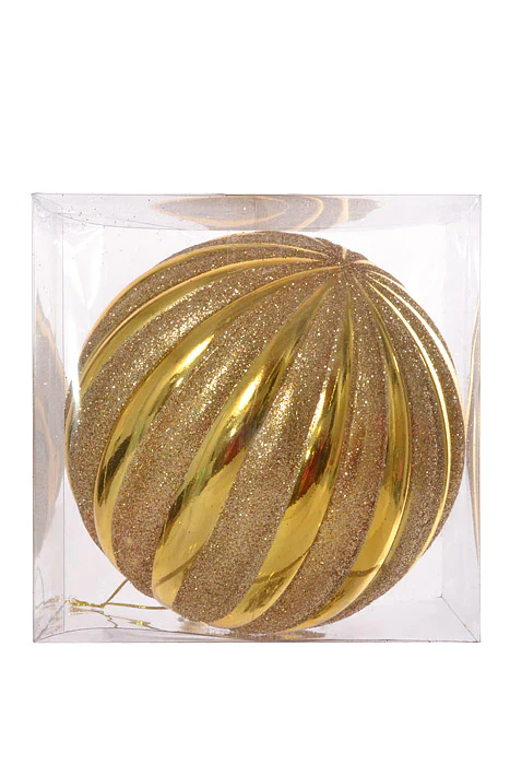 150Mm Shiny Pumpkin With Glitter Ornament Gold - Image 2