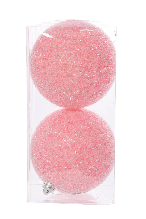 150Mm Sparkle Tinsel Ball Ornament Pink Pkg/2 - Image 2