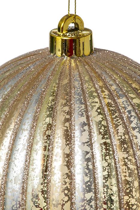 150mm Stripe Mercury Ball Glitter Ornament Gold/silver Pkg/2 - Image 2