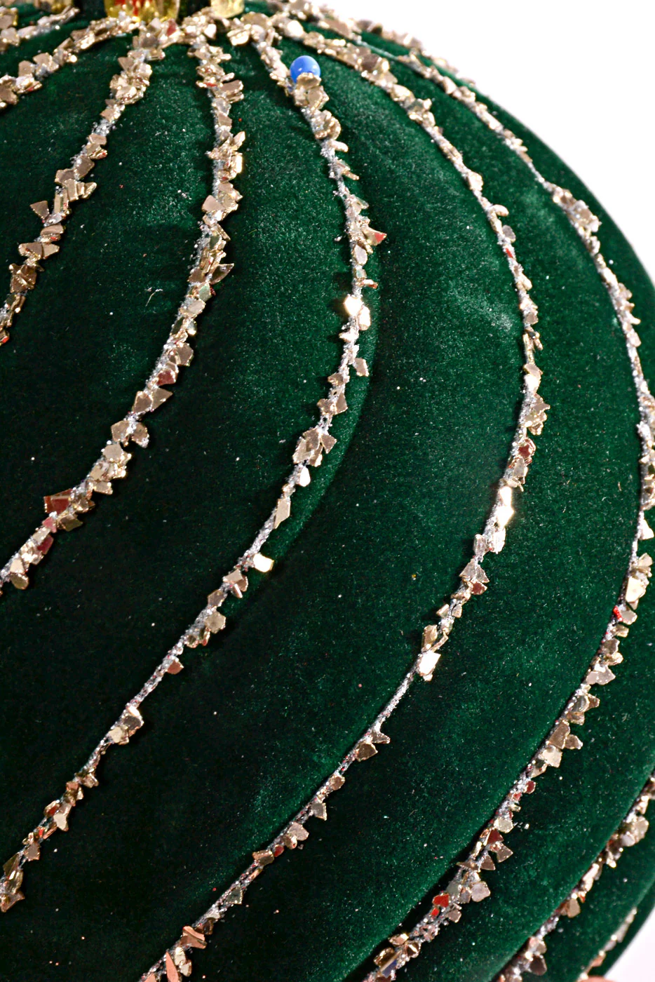 150MM Velvet Ball Ornament Dark Green//Gold - Image 2
