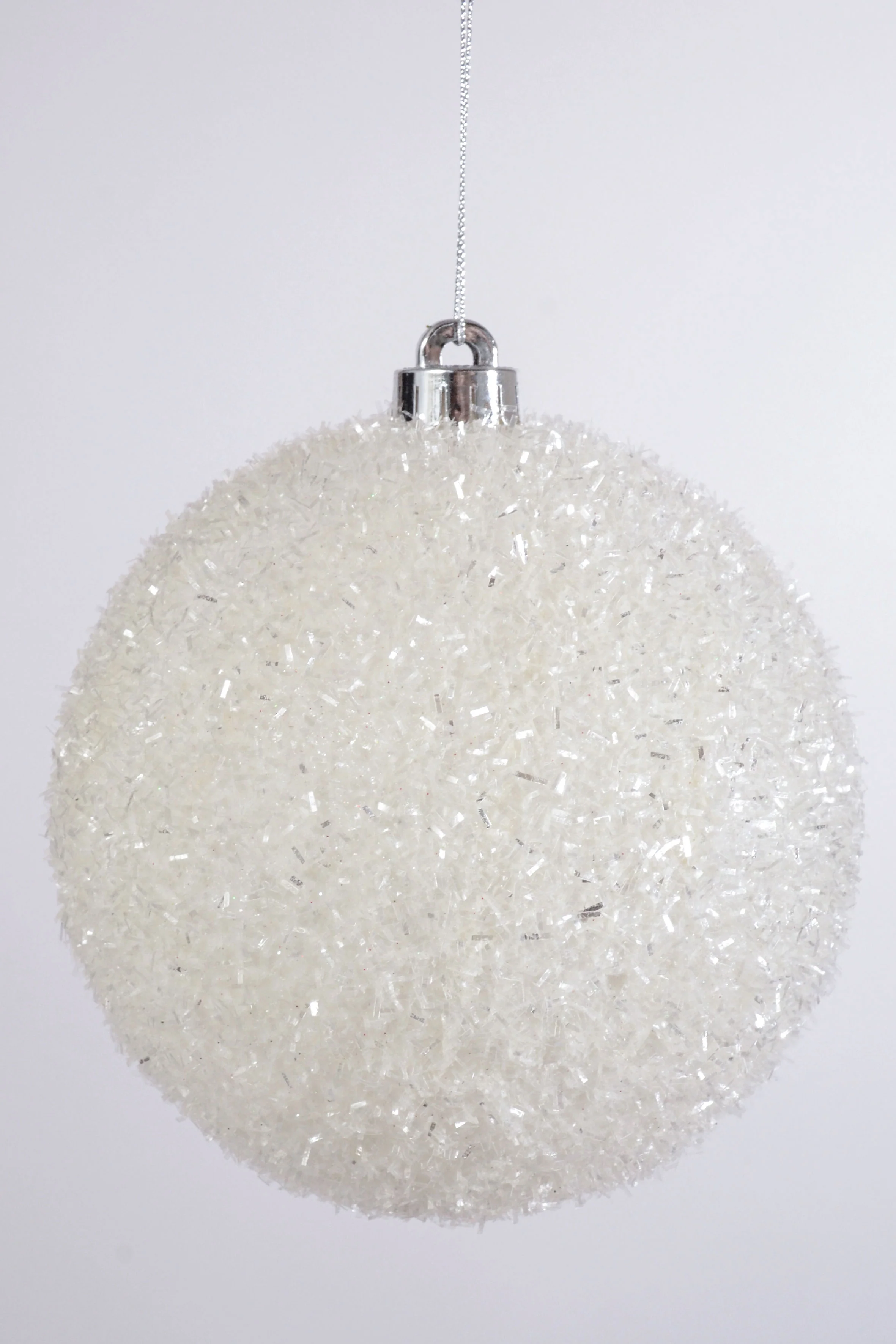 150MM VP Sparkle Tinsel Ball Ornament BX2 White