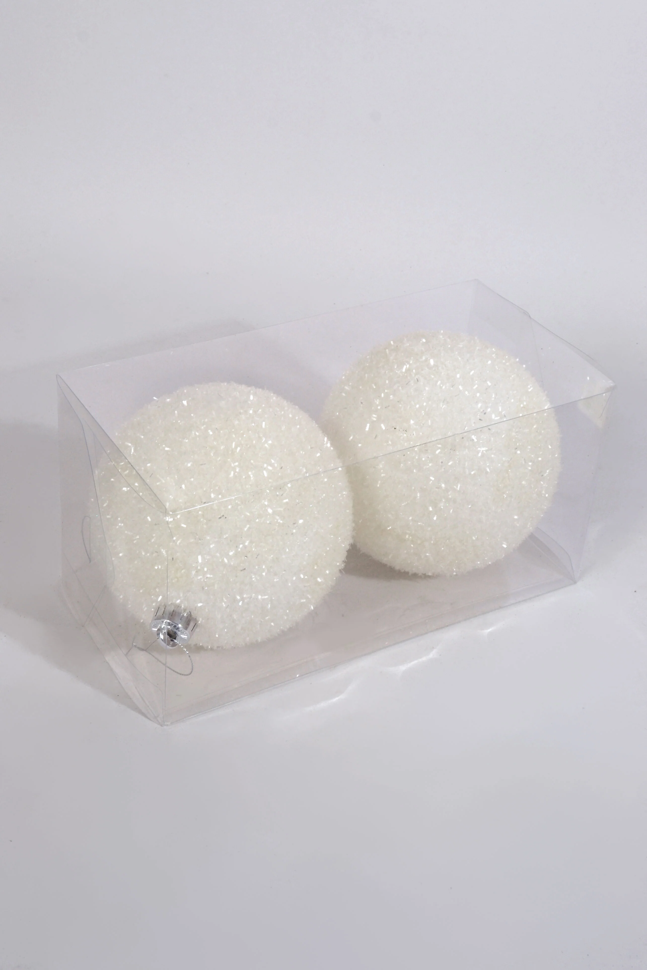 150MM VP Sparkle Tinsel Ball Ornament BX2 White - Image 2
