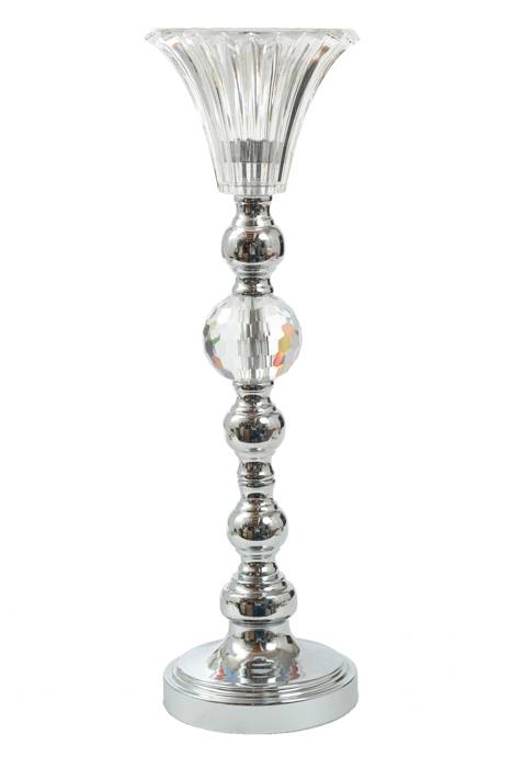 16"/18.5"/21.25" Candle Holder W/crystal Silver - Image 2